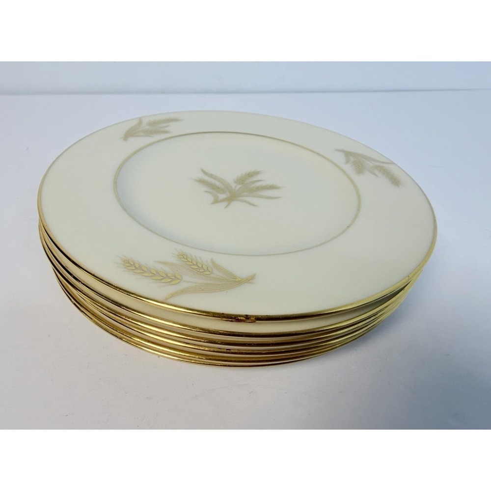 6 Vintage 6 1/4" Harvest Lenox R-441 Bread &‎ Butter Plates W/ Gold Trim #2